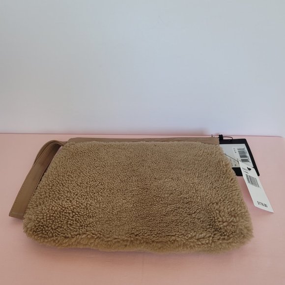 VIAVENETO Delilah Curly Lambskin Shearling Large Pouch/Wristlet- Camel color - Picture 9 of 16